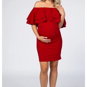 Pinkblush maternity dress , off shoulder , ruffles